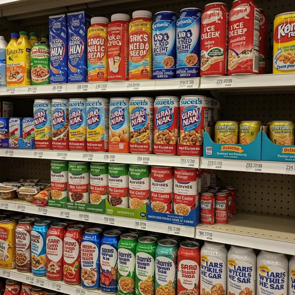 Etiquetas de productos alimenticios mostrando nombres comunes de azúcar, enfatizando la importancia de leer las etiquetas